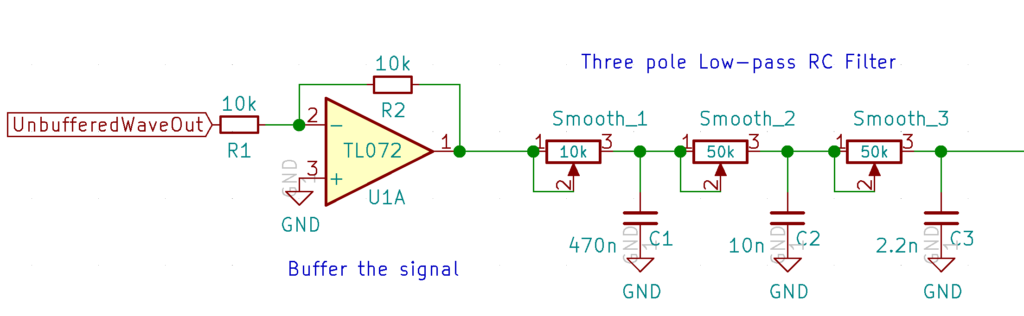 Basic 3-pole low-pass RC filter