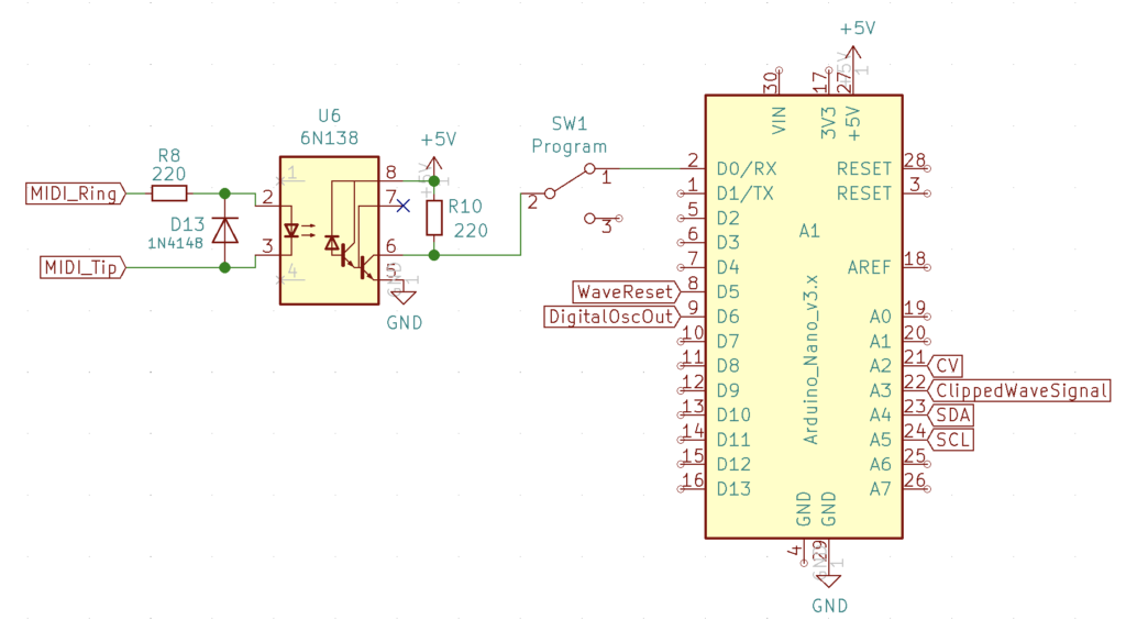 Arduino Nano Connections & MIDI Interface